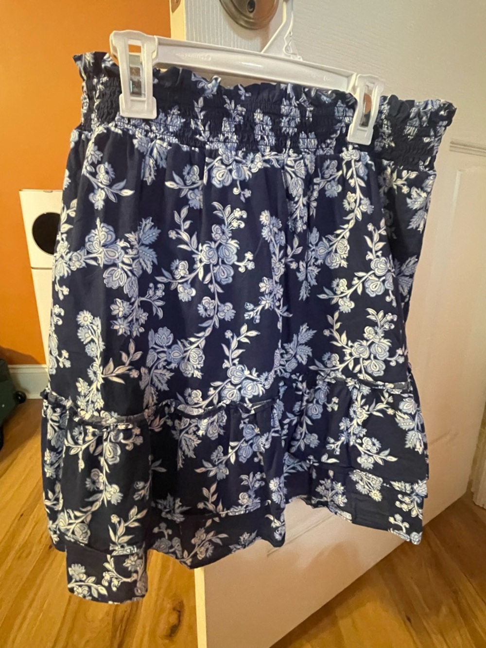 J. Crew Navy Floral Tiered Skirt